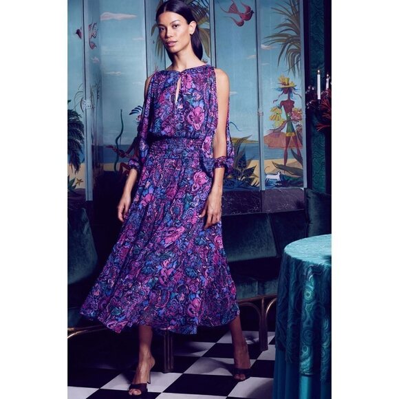 Misa Los Angeles Jessica Floral Print Dress Purple Womens Size XS - Picture 2 of 13